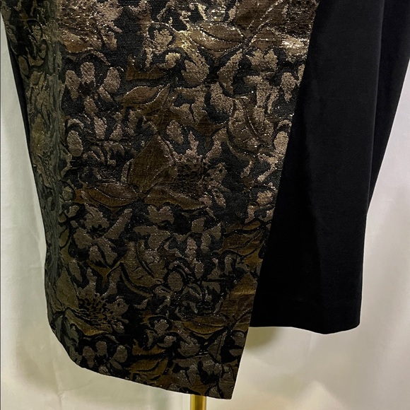 NWT Lane Bryant Black & Metallic Gold Jacquard Floral Ponte Knit Faux Wrap Skirt - Picture 8 of 14